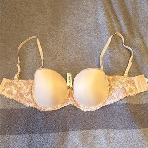 Adore Me 34DDD Strapless Bra Pink Lace Convertible NWT